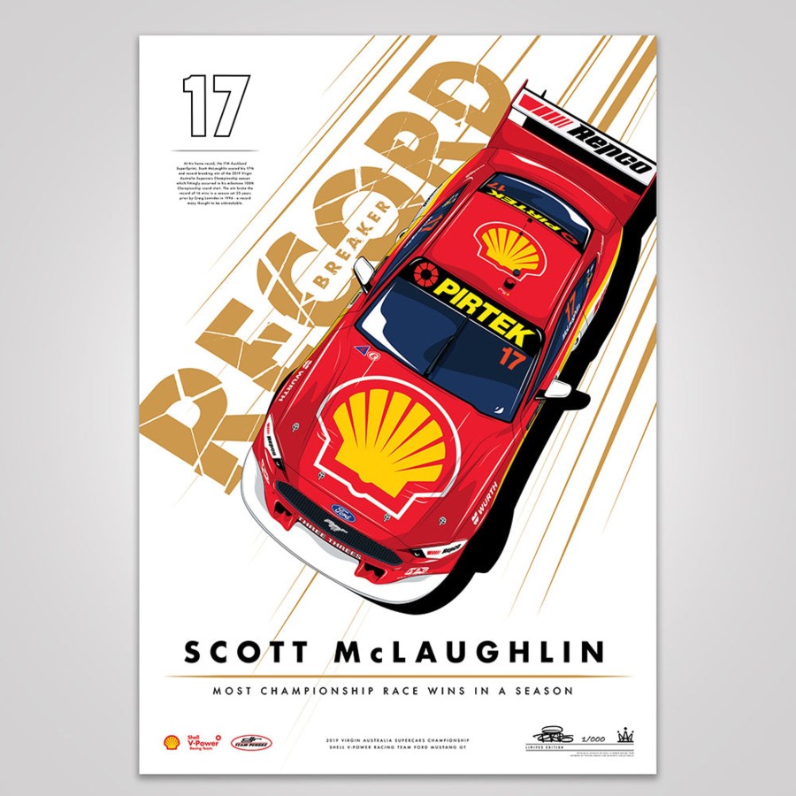 Shop Authentic Collectables | Record Breaker: Scott Mclaughlin Most Championship Race Wins In A Season Print - Metallic Gold Limited Edition