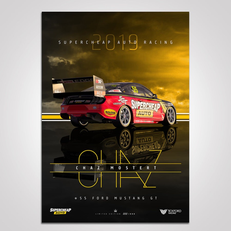 Shop Authentic Collectables | 2019 Supercheap Auto Racing #55 Ford Mustang Chaz Mostert Print