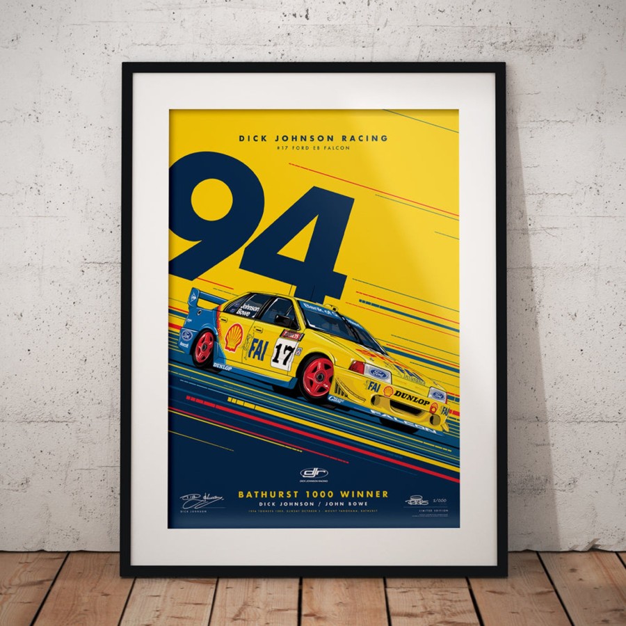 Shop Authentic Collectables | Dick Johnson Racing Ford Eb Falcon 1994 Bathurst 1000 Winner - Yellow Edition Print