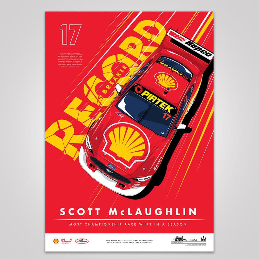 Shop Authentic Collectables | Record Breaker: Scott Mclaughlin Most Championship Race Wins In A Season Print - Red Limited Edition