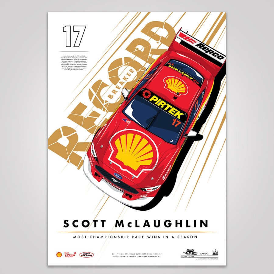 Shop Authentic Collectables | Record Breaker: Scott Mclaughlin Most Championship Race Wins In A Season Print - Metallic Gold Limited Edition