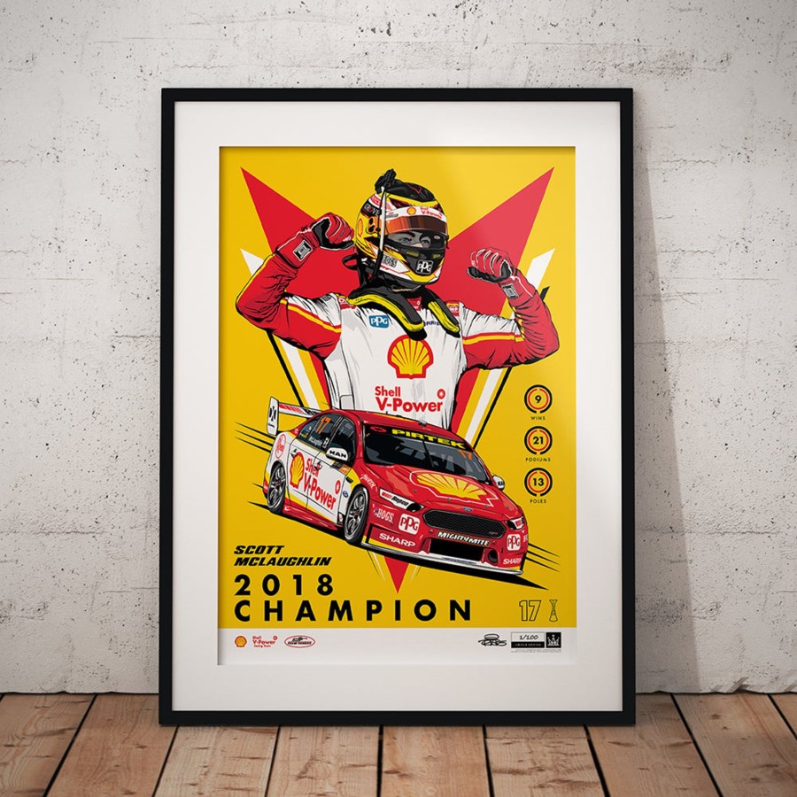 Shop Authentic Collectables | Shell V-Power Racing Team 'Scott Mclaughlin 2018 Champion' Illustrated Print - Variant Edition