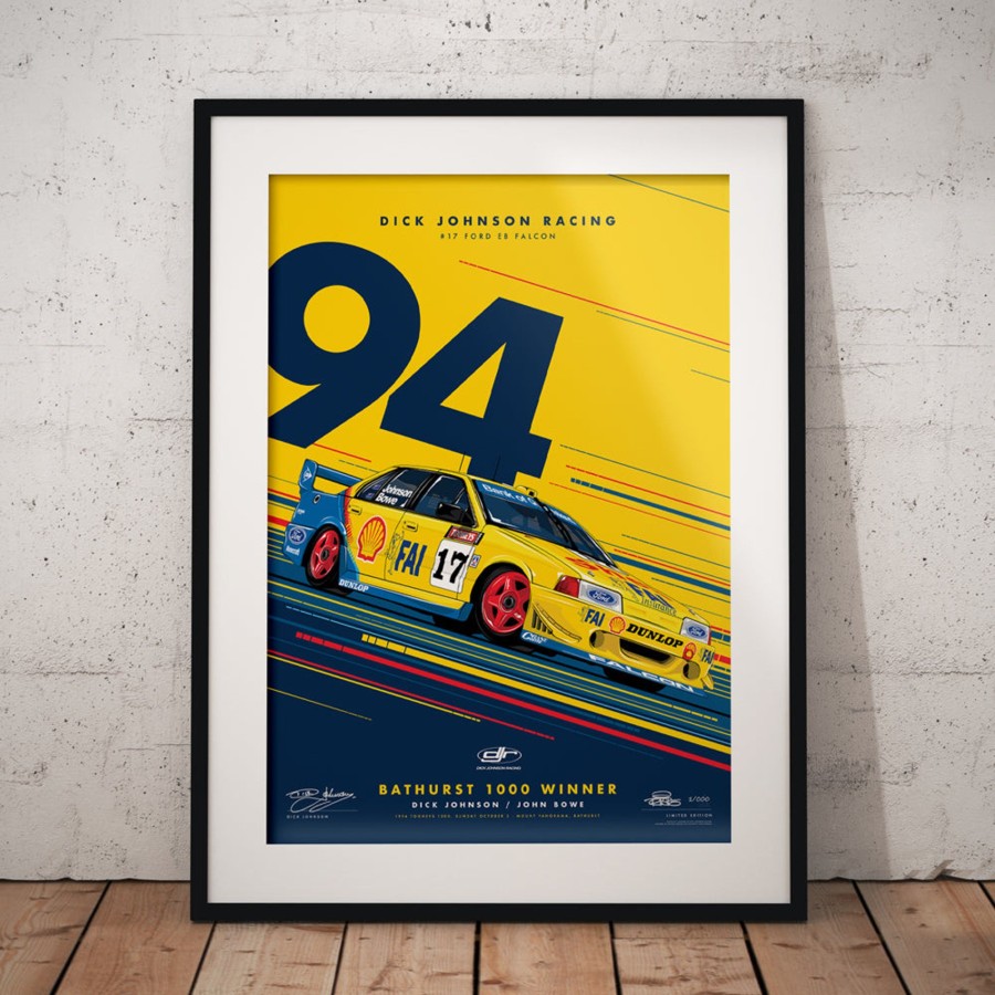 Shop Authentic Collectables | Dick Johnson Racing Ford Eb Falcon 1994 Bathurst 1000 Winner - Yellow Edition Print