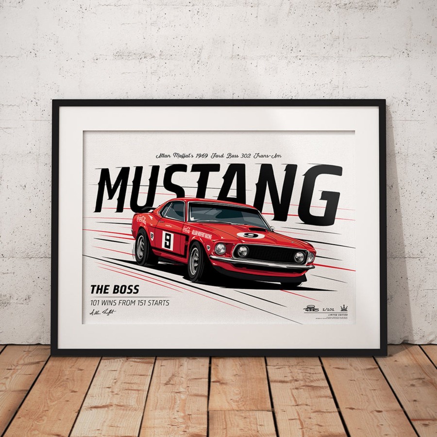 Shop Authentic Collectables | Allan Moffat 1969 Ford Boss 302 Trans-Am Mustang - Variant Edition Print