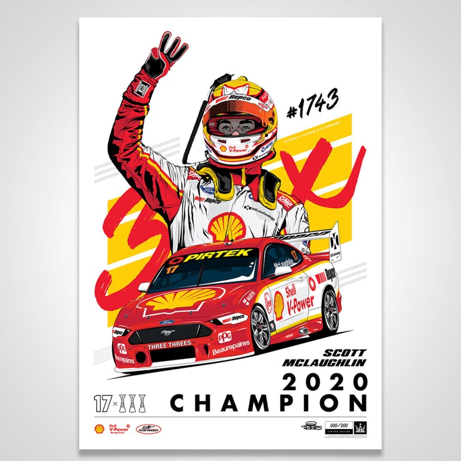 Shop Authentic Collectables | Shell V-Power Racing Team 'Scott Mclaughlin 2020 Champion' Illustrated Print - Standard Edition