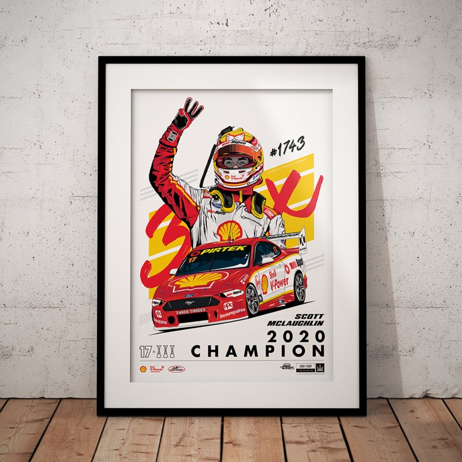 Shop Authentic Collectables | Shell V-Power Racing Team 'Scott Mclaughlin 2020 Champion' Illustrated Print - Standard Edition