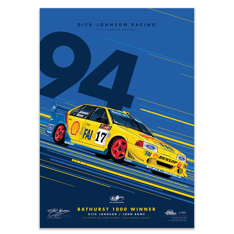 Shop Authentic Collectables | Dick Johnson Racing Ford Eb Falcon 1994 Bathurst 1000 Winner - Metallic Blue Edition Print