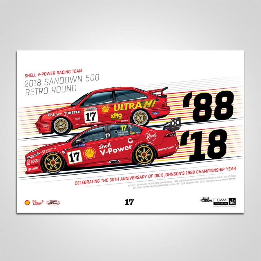 Shop Authentic Collectables | Shell V-Power Racing Team 2018 Sandown 500 Retro Round #17 Sierra/Falcon Print