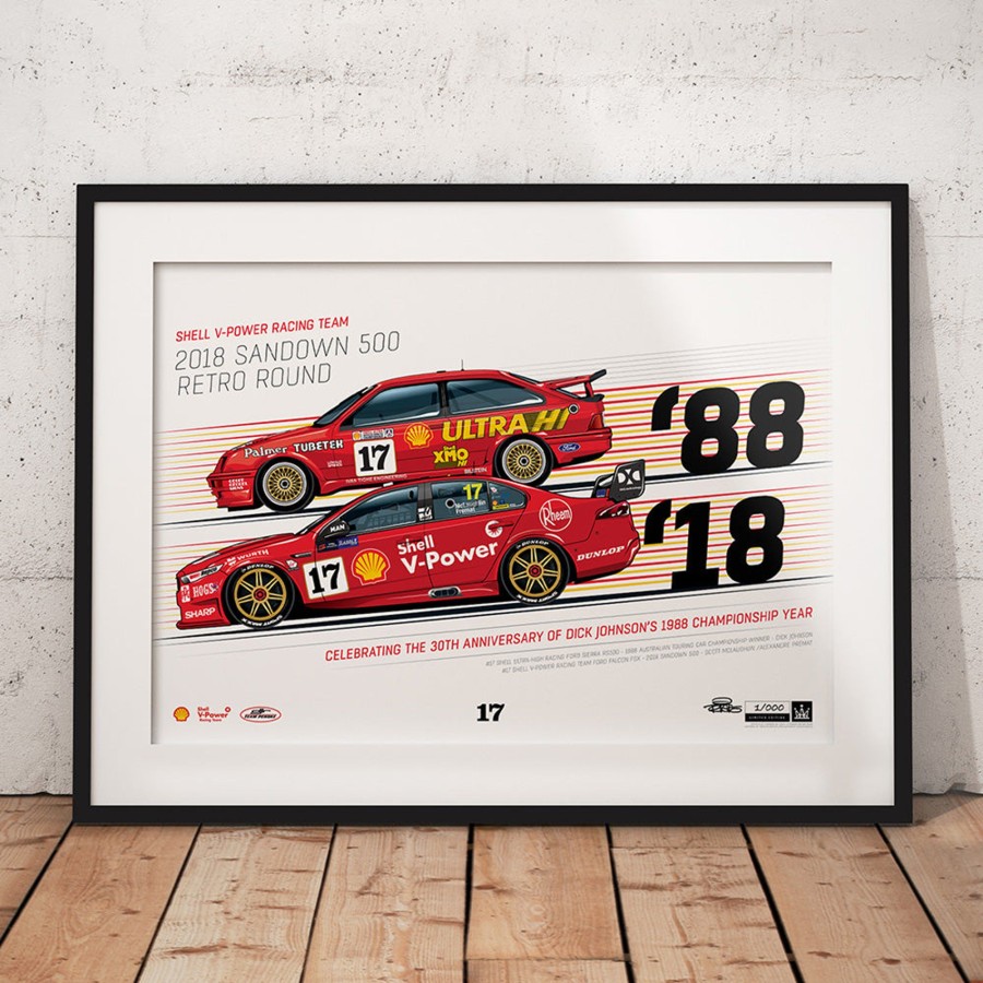 Shop Authentic Collectables | Shell V-Power Racing Team 2018 Sandown 500 Retro Round #17 Sierra/Falcon Print