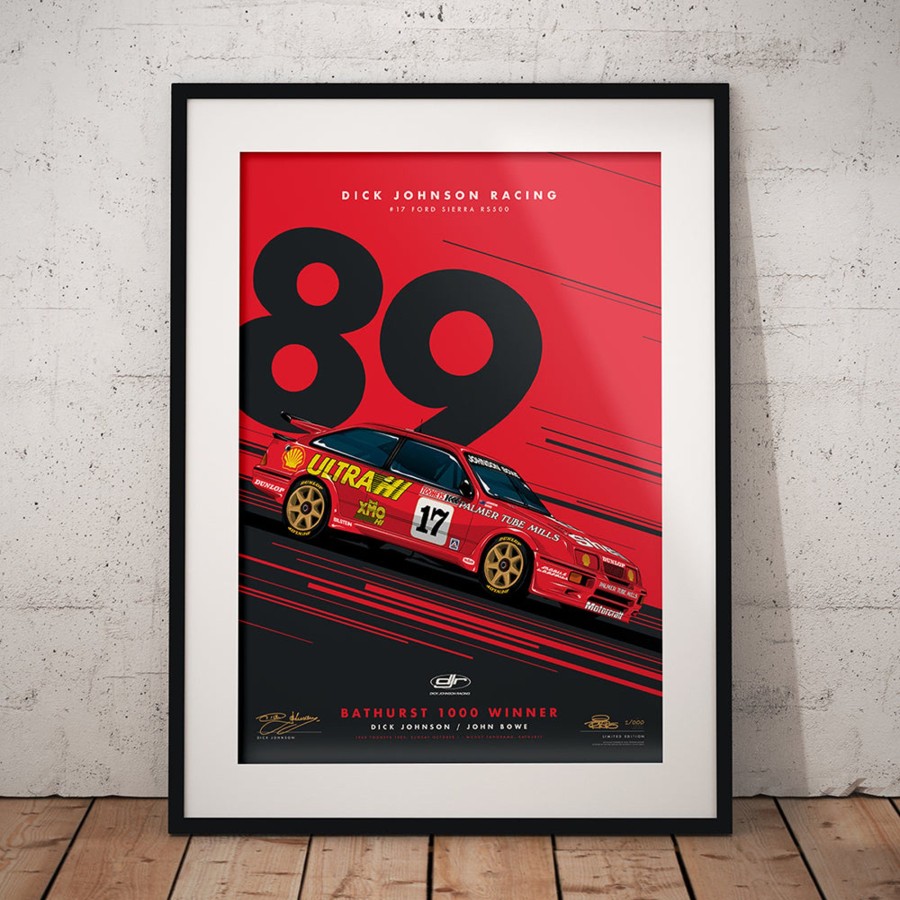 Shop Authentic Collectables | Dick Johnson Racing Ford Sierra Rs500 1989 Bathurst 1000 Winner - Red Limited Edition Signed Print