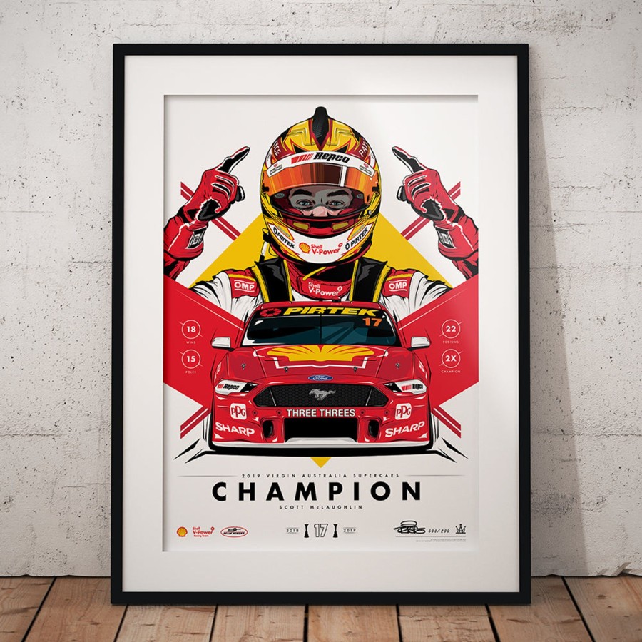 Shop Authentic Collectables | Shell V-Power Racing Team 'Scott Mclaughlin 2019 Champion' Illustrated Print - Standard Edition