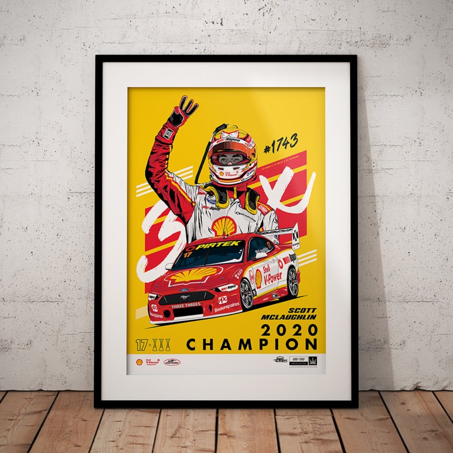 Shop Authentic Collectables | Shell V-Power Racing Team 'Scott Mclaughlin 2020 Champion' Illustrated Print - Variant Edition