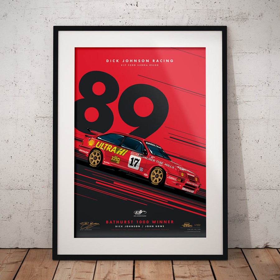 Shop Authentic Collectables | Dick Johnson Racing Ford Sierra Rs500 1989 Bathurst 1000 Winner - Red Limited Edition Signed Print