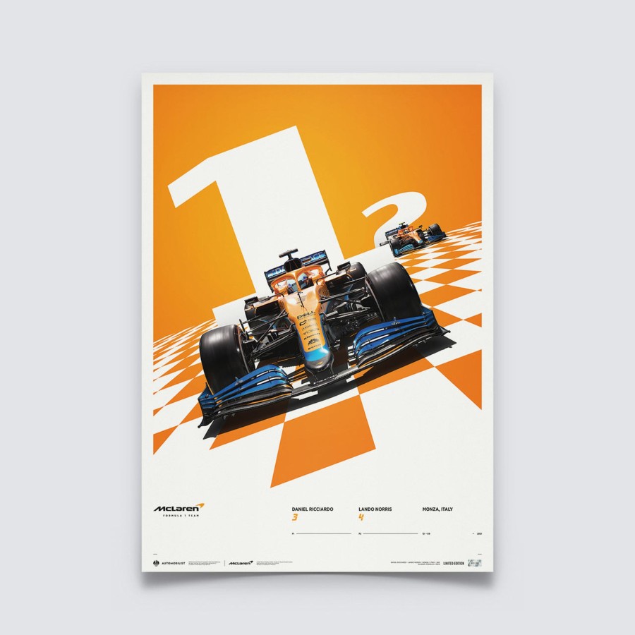 Shop Automobilist | Mclaren Formula 1 Team - Daniel Ricciardo 2021 Monza Grand Prix Winner - Limited Edition Print