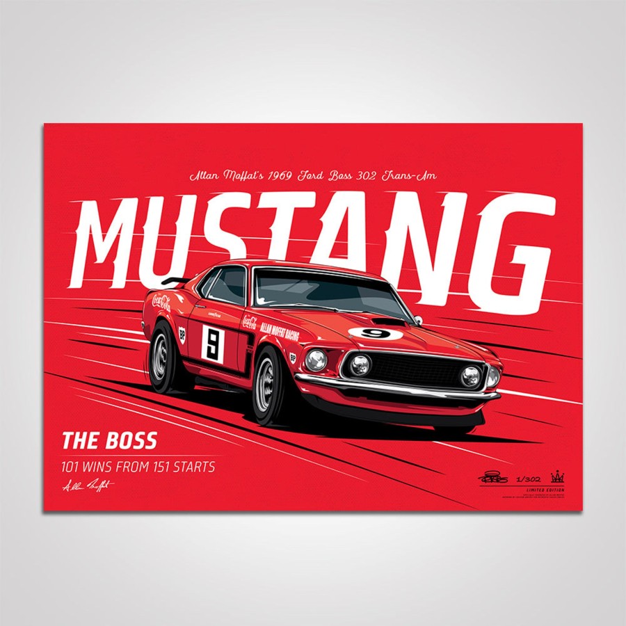 Shop Authentic Collectables | Allan Moffat 1969 Ford Boss 302 Trans-Am Mustang - Standard Edition Print