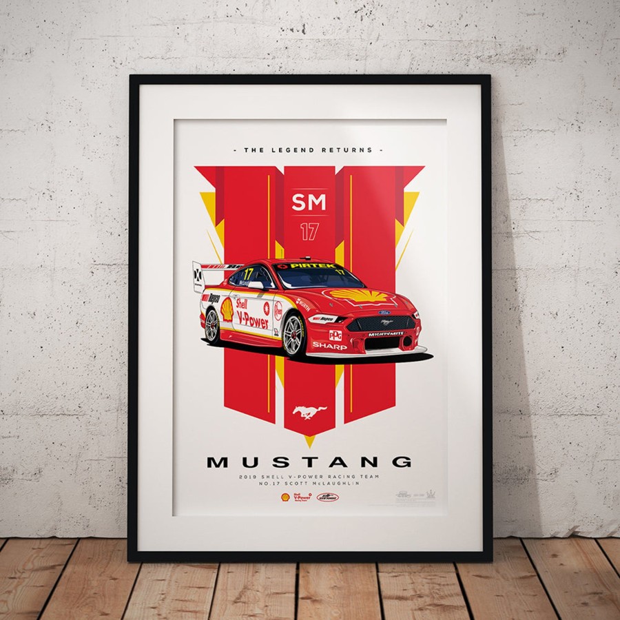 Shop Authentic Collectables | The Legend Returns: 2019 Shell V-Power Racing Team #17 Scott Mclaughlin Mustang Illustrated Print