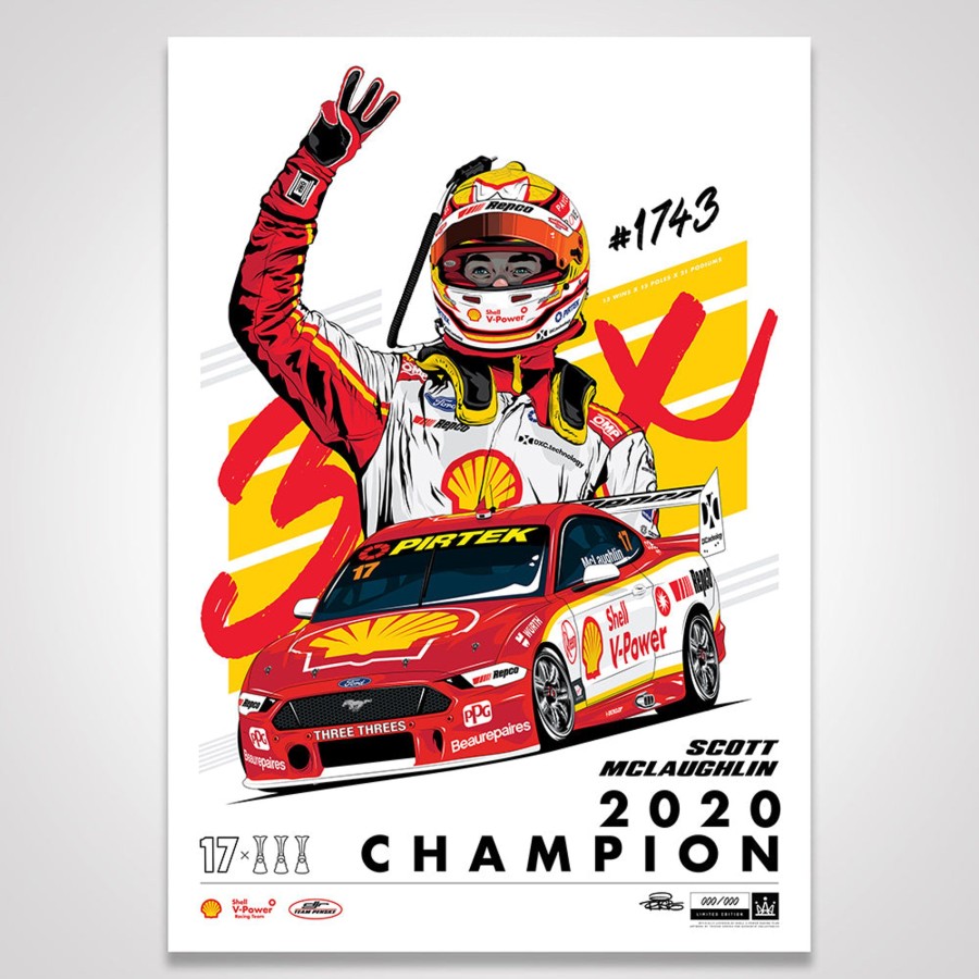 Shop Authentic Collectables | Shell V-Power Racing Team 'Scott Mclaughlin 2020 Champion' Illustrated Print - Standard Edition