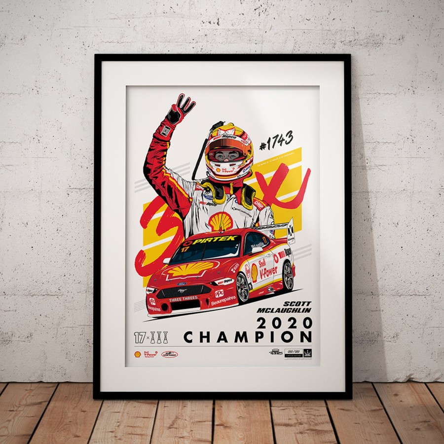 Shop Authentic Collectables | Shell V-Power Racing Team 'Scott Mclaughlin 2020 Champion' Illustrated Print - Standard Edition