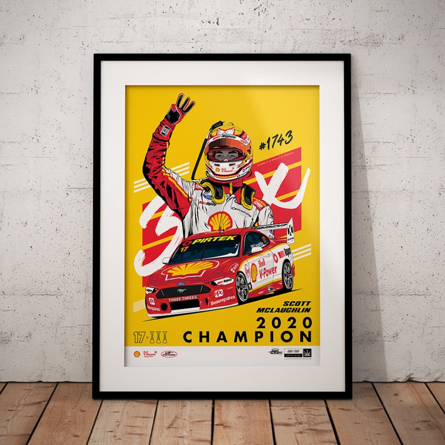 Shop Authentic Collectables | Shell V-Power Racing Team 'Scott Mclaughlin 2020 Champion' Illustrated Print - Variant Edition