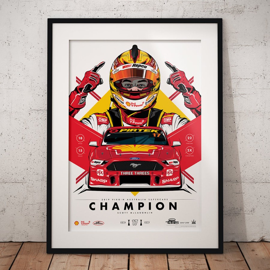 Shop Authentic Collectables | Shell V-Power Racing Team 'Scott Mclaughlin 2019 Champion' Illustrated Print - Standard Edition