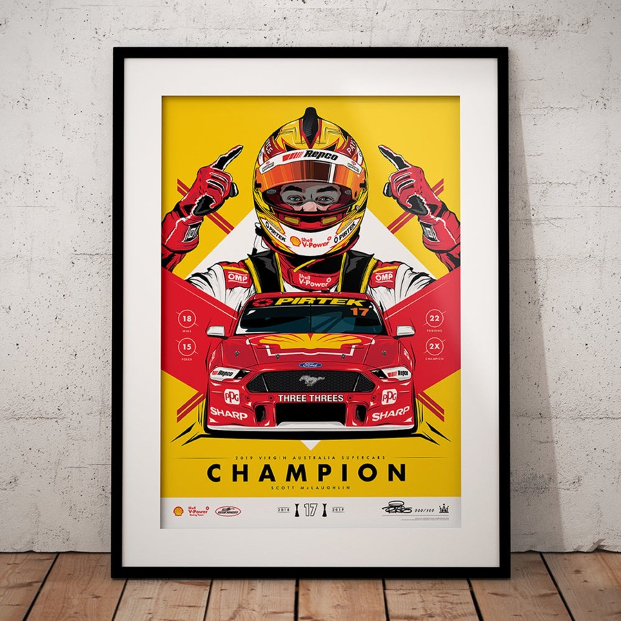 Shop Authentic Collectables | Shell V-Power Racing Team 'Scott Mclaughlin 2019 Champion' Illustrated Print - Variant Edition