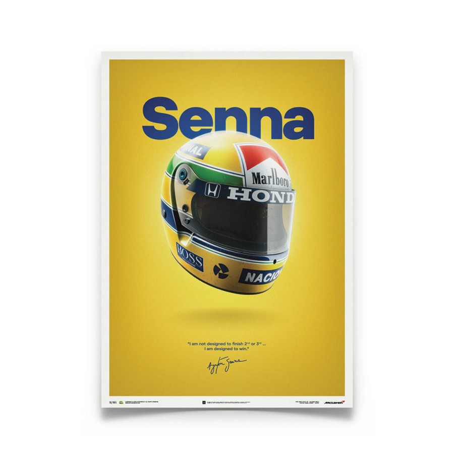 Shop Automobilist | Mclaren Mp4/4 Ayrton Senna Helmet Quote Print