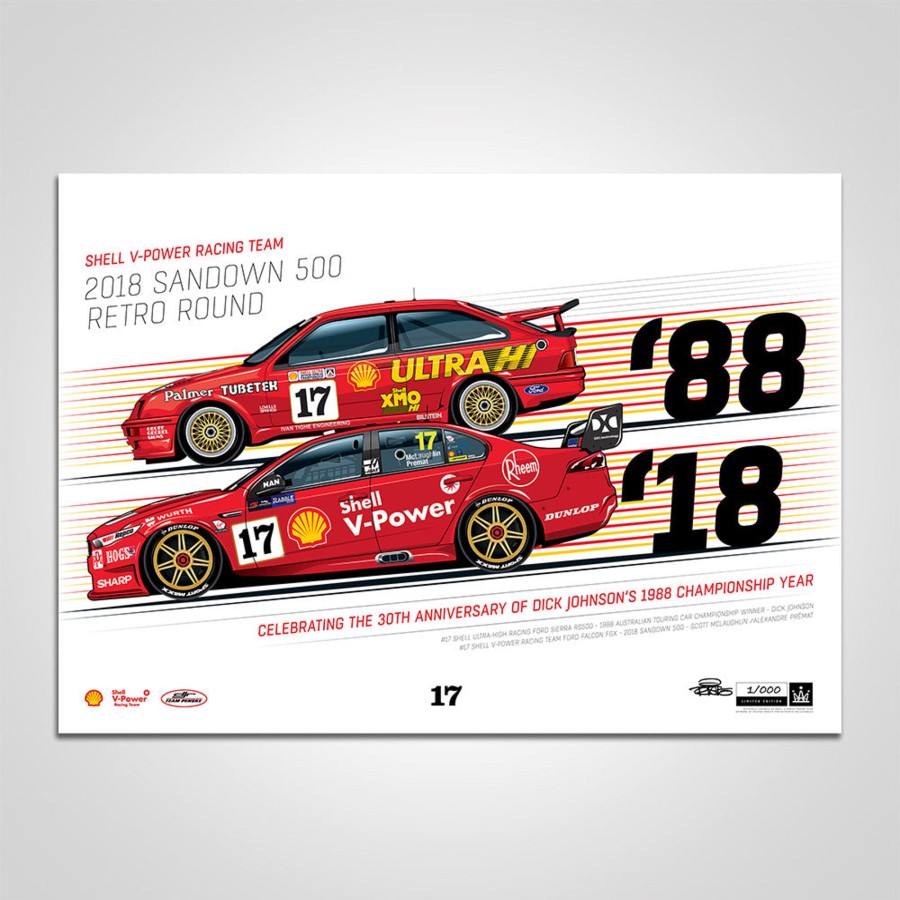 Shop Authentic Collectables | Shell V-Power Racing Team 2018 Sandown 500 Retro Round #17 Sierra/Falcon Print