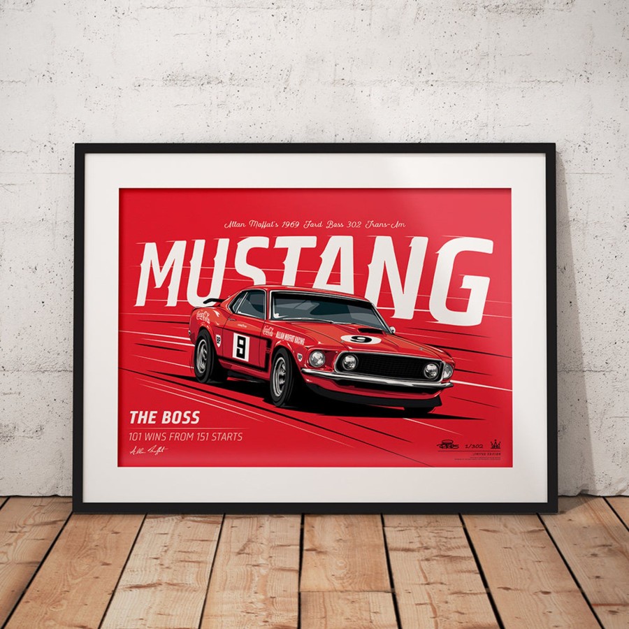 Shop Authentic Collectables | Allan Moffat 1969 Ford Boss 302 Trans-Am Mustang - Standard Edition Print