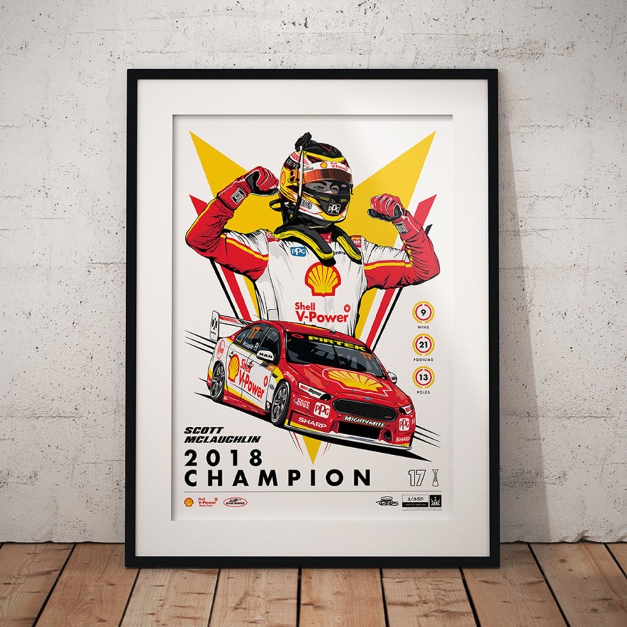 Shop Authentic Collectables | Shell V-Power Racing Team 'Scott Mclaughlin 2018 Champion' Illustrated Print - Standard Edition