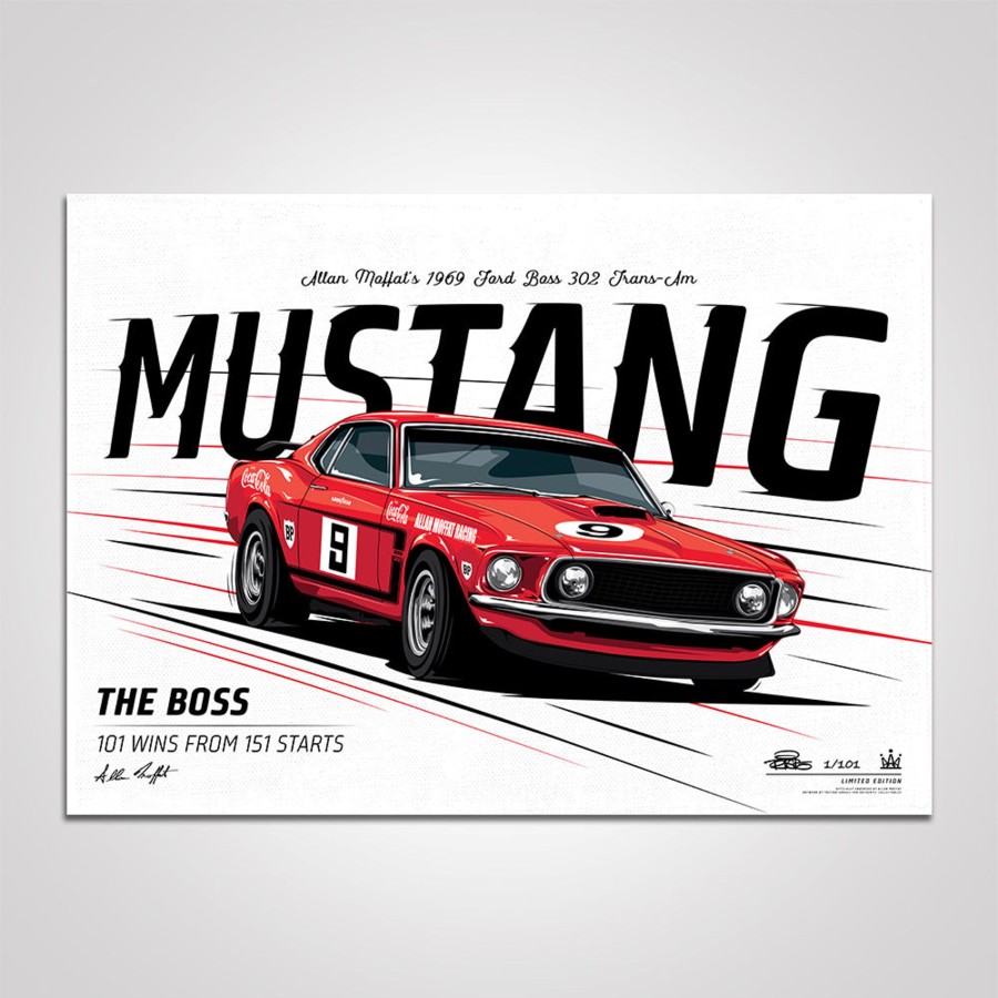 Shop Authentic Collectables | Allan Moffat 1969 Ford Boss 302 Trans-Am Mustang - Variant Edition Print