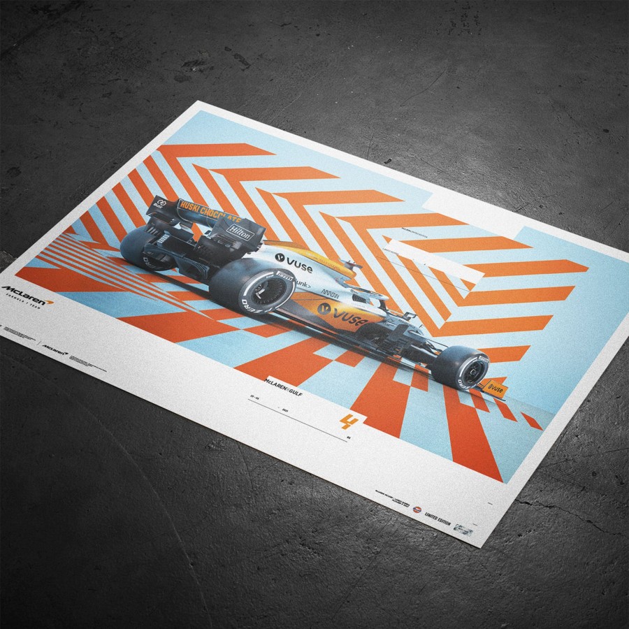 Shop Automobilist | Mclaren X Gulf - Horizontal - Lando Norris - 2021 Limited Edition Print