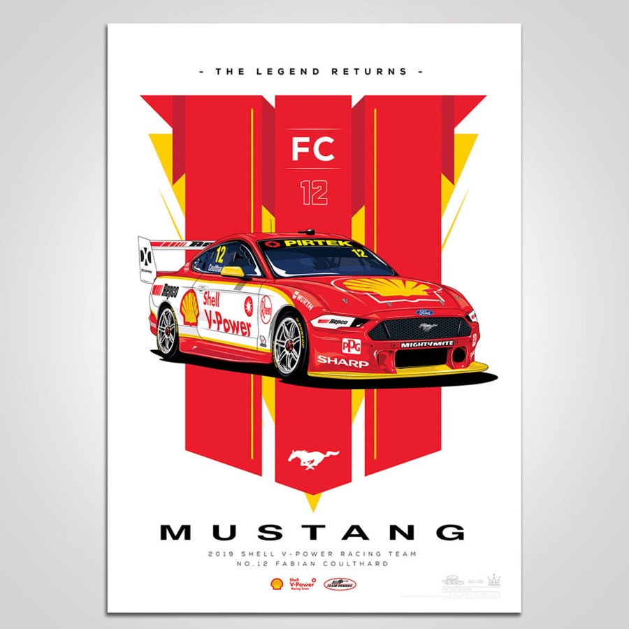 Shop Authentic Collectables | The Legend Returns: 2019 Shell V-Power Racing Team #12 Fabian Coulthard Mustang Illustrated Print